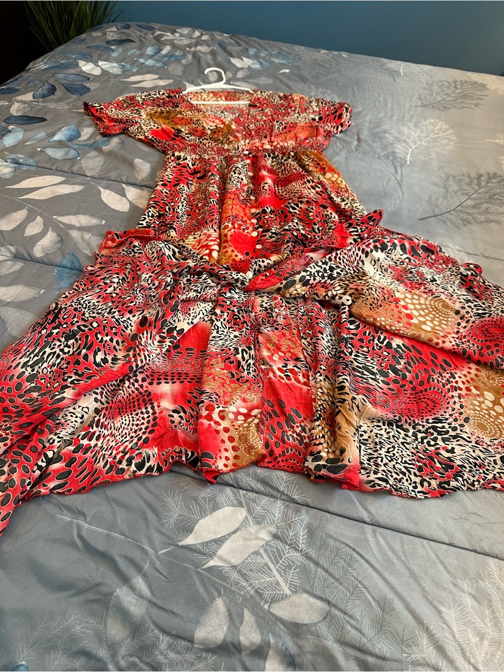 EUC Vibrant Red Multi-Animal Print Women's Maxi Dress Sz XL - Picture 15 of 15